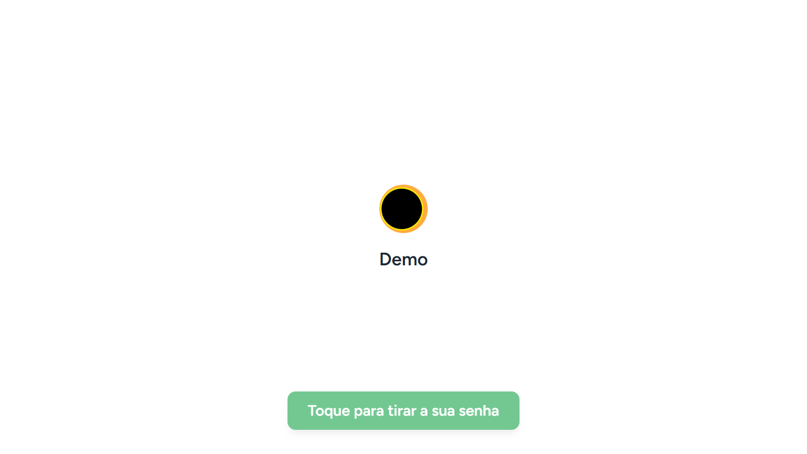 Quiosque Orbit Queue — toque para tirar a senha
