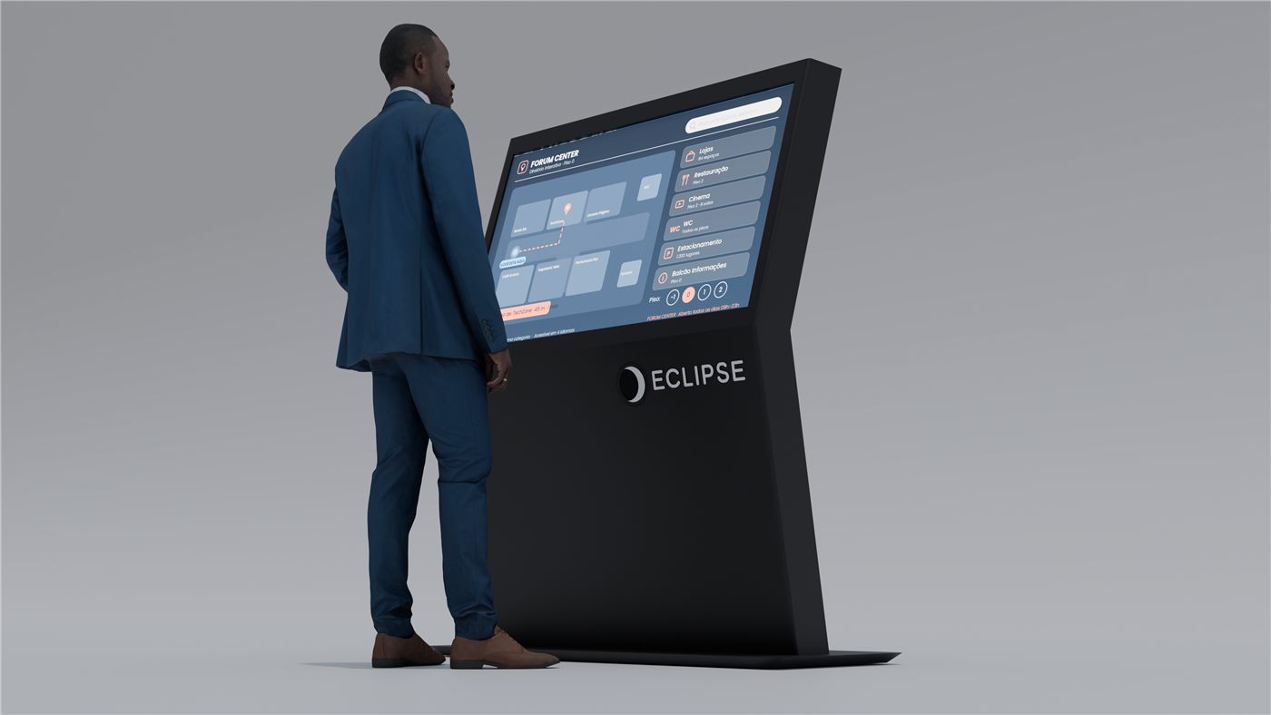 UMBRA Interactive Kiosk preto em utilização
